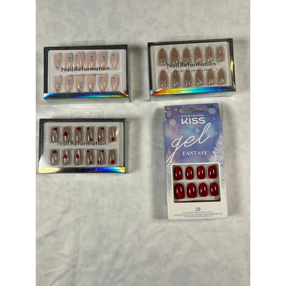 Lot of 4 Press-On Nail Sets – KISS Gel Fantasy & Nail Reformation